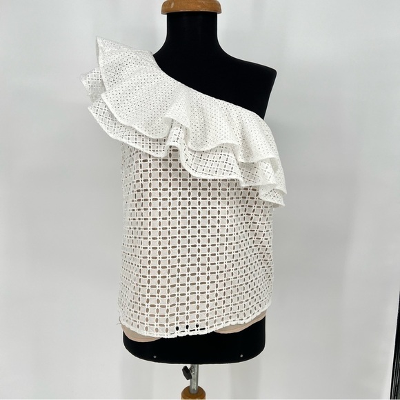 J. Crew One Shoulder Ruffle Eyelet Top - Picture 3 of 15